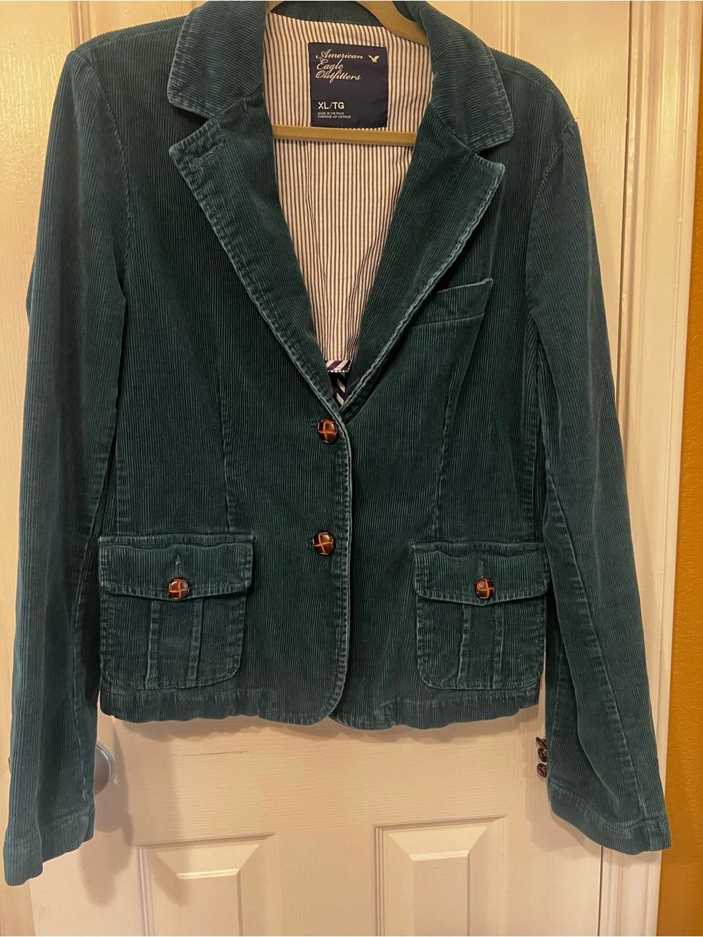 American Eagle Outfitters Women's Teal Corduroy Blazer, Size XL